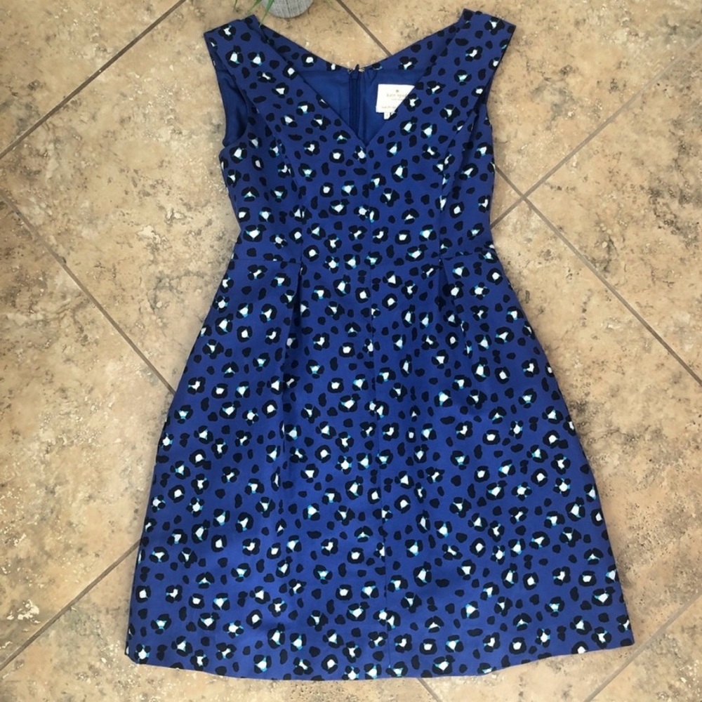 Kate Spade Blue Dress with Black and White Accents